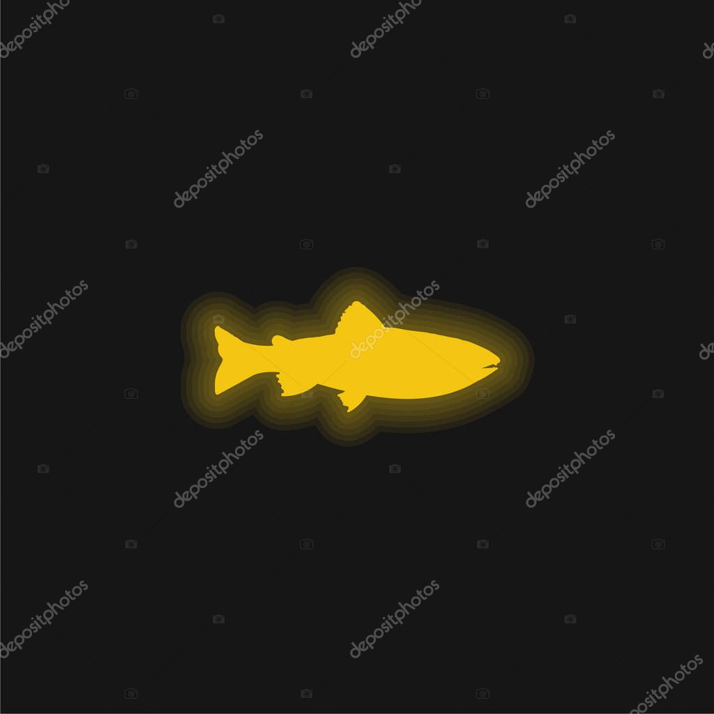 Amago Fish Shape yellow glowing neon icon