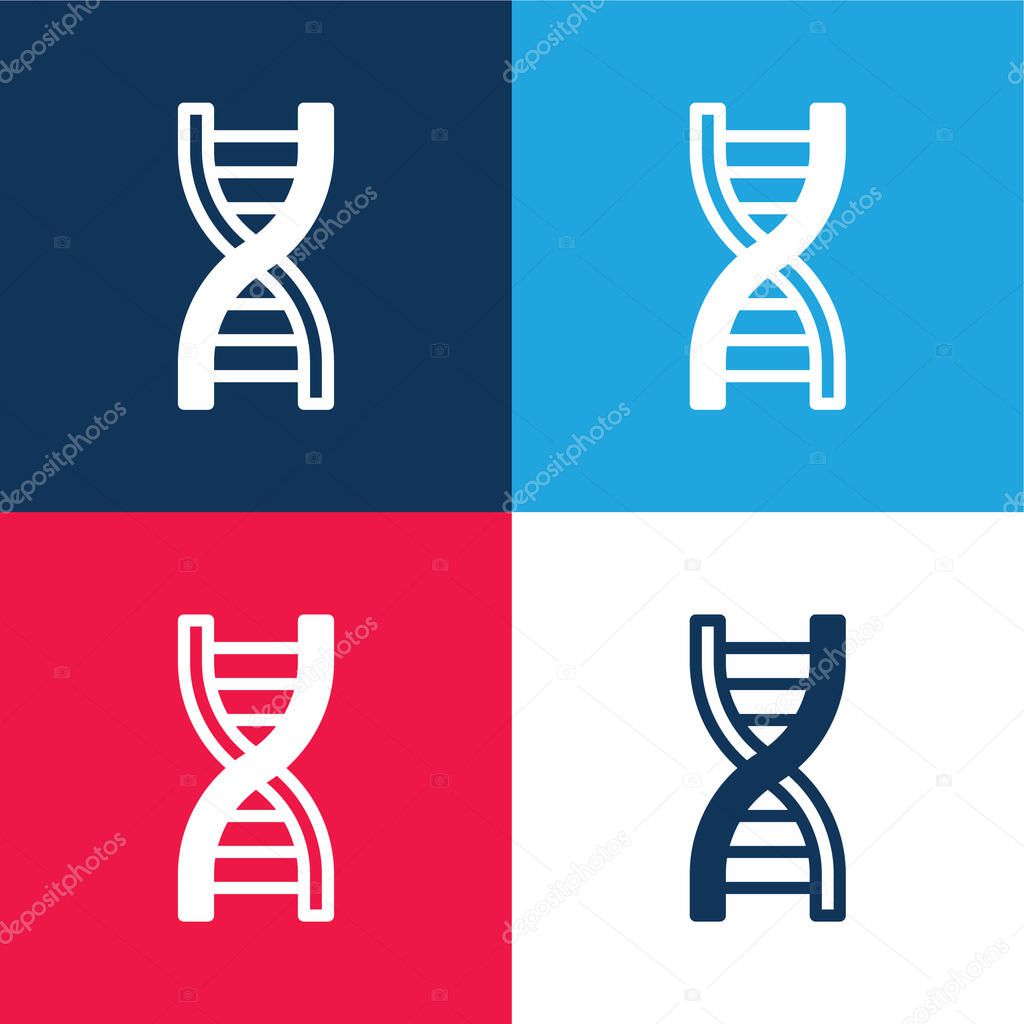 Biology blue and red four color minimal icon set