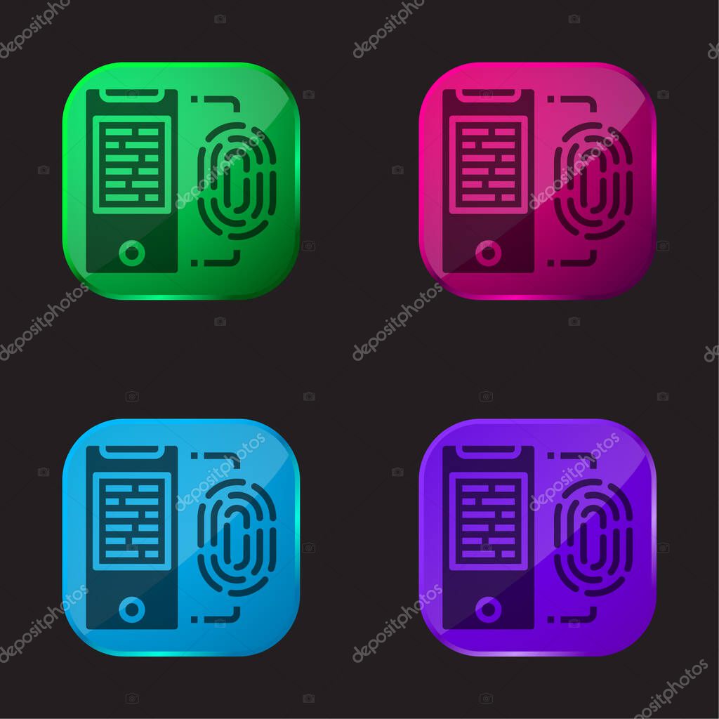 Biometric four color glass button icon