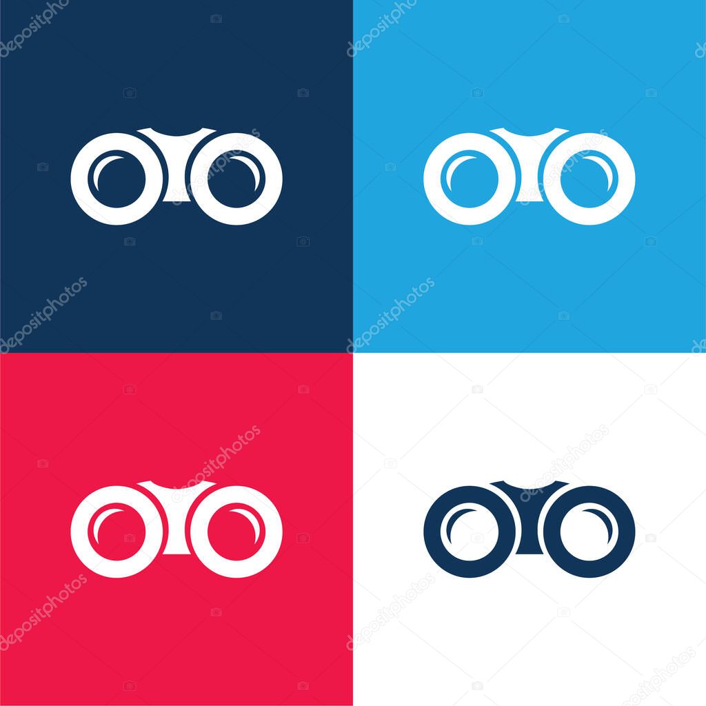Binoculars blue and red four color minimal icon set