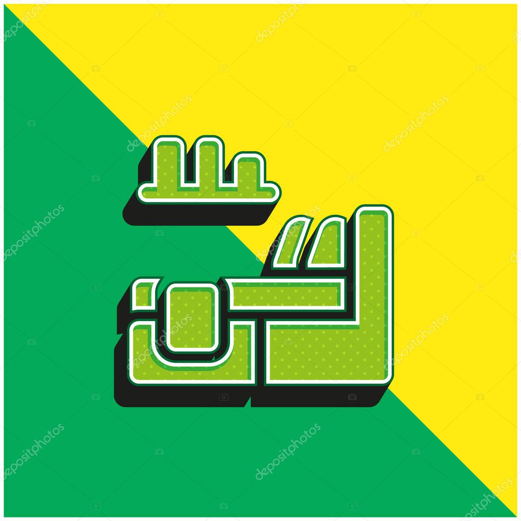 Bed Green and yellow modern 3d vector icon logo