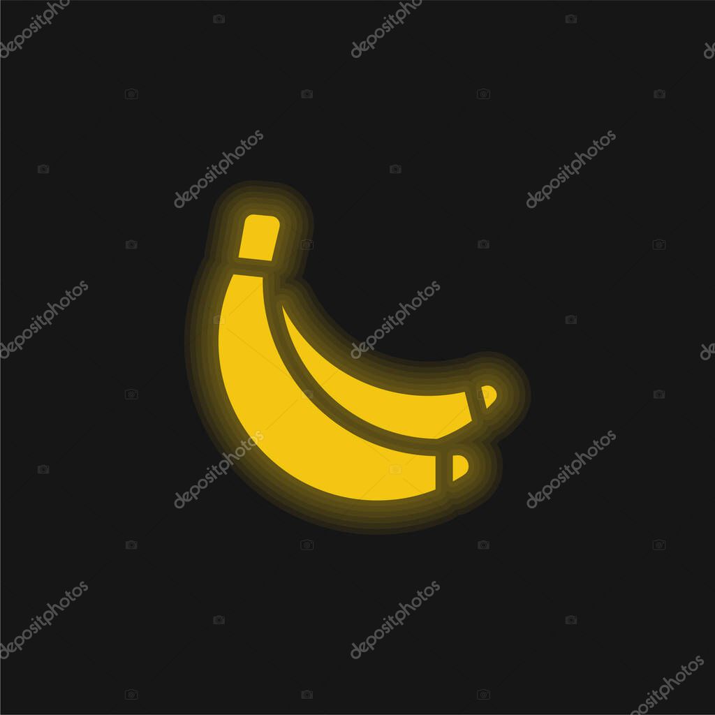 Banana yellow glowing neon icon