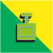 Flasche Grünes und gelbes modernes 3D-Vektor-Symbol-Logo