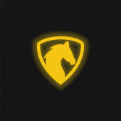 Black Horse Head In A Shield žlutá zářící neonová ikona