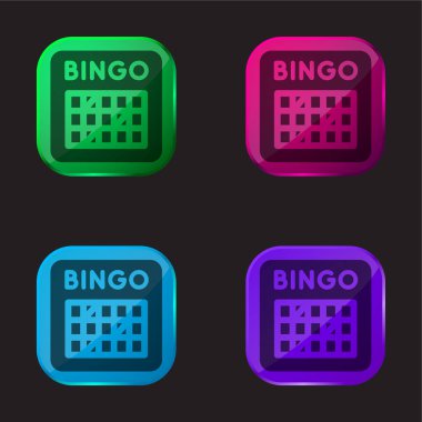 Bingo dört renkli cam düğme simgesi