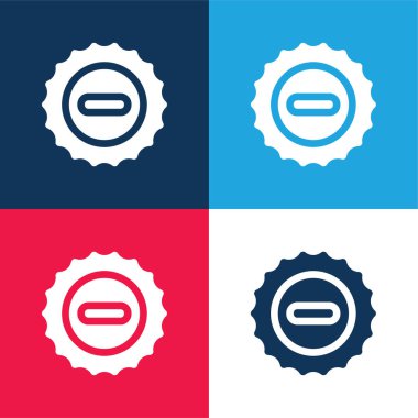 Bira kapağı mavi ve kırmızı dört renk en az simge kümesi