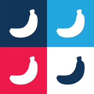 Muz mavisi ve kırmızı dört renk minimal simge seti