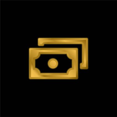 Banknotlar altın kaplama metalik simge veya logo vektörü