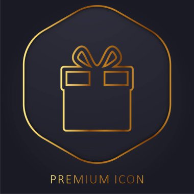 Big Gift golden line premium logo or icon clipart