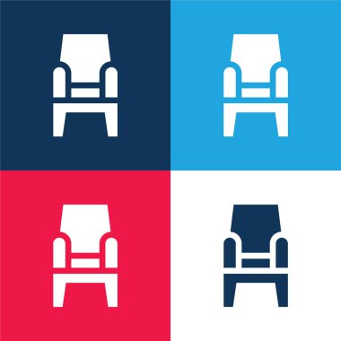 Koltuk mavi ve kırmızı dört renk minimal simgesi