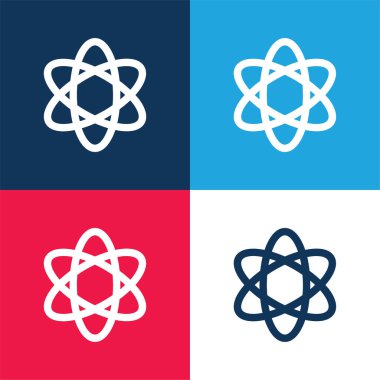 Atom Shape. Science blue and red four color minimal icon set clipart