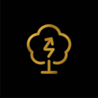 Biyo Enerji altın kaplama metalik simge veya logo vektörü