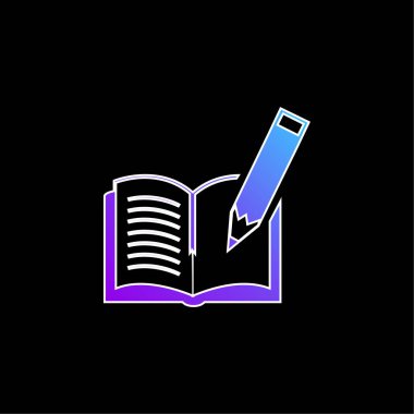 Book And Pen blue gradient vector icon clipart