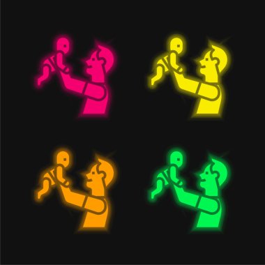 Bebek dört renk parlayan neon vektör simgesi