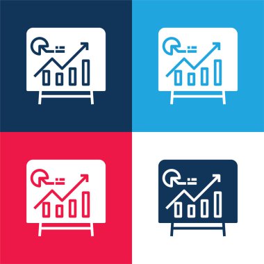 Analitik mavi ve kırmızı dört renk minimal simge kümesi