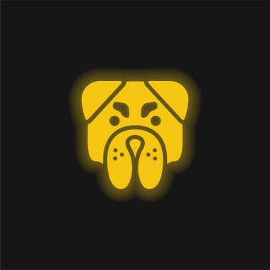 Kızgın Bulldog Surat sarı parlak neon ikon