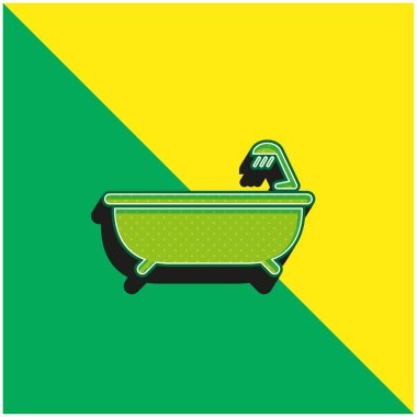 Bath Tub With Shower Green and yellow modern 3d vector icon logo clipart