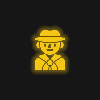 Boy Scout yellow glowing neon icon clipart