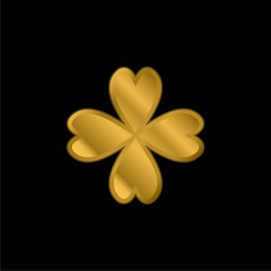 4 Leaf Clover gold plated metalic icon or logo vector clipart