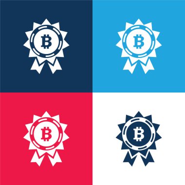 Bitcoin Ödül Etiketi mavi ve kırmızı en az dört renk simgesi