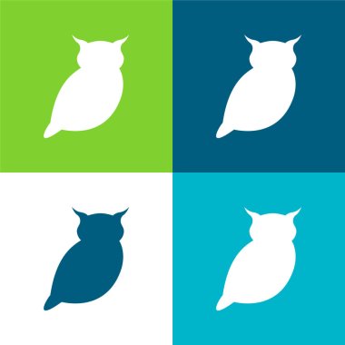 Big Owl Flat four color minimal icon set clipart