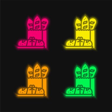Baget dört renk parlayan neon vektör simgesi