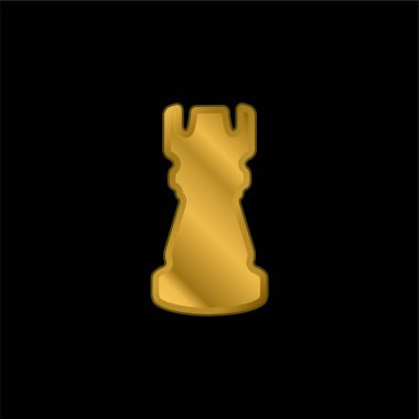 Kara Kule Satranç Parçası Altın Kaplama Metal Simge veya logo Vektörü