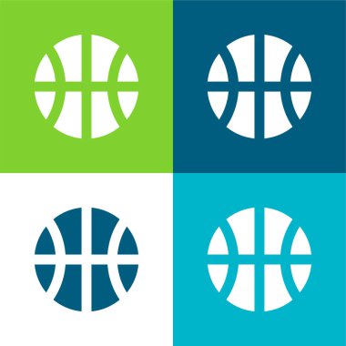 Basketbol Düz 4 renk minimal simge seti