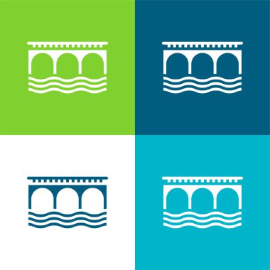 Köprü Düz 4 renk minimal simgesi seti