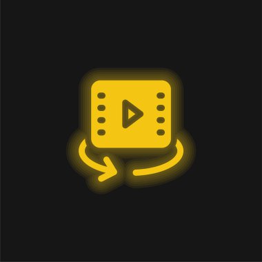 360 Video yellow glowing neon icon clipart