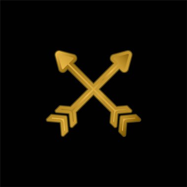 Okçuluk altın kaplama metalik simge veya logo vektörü