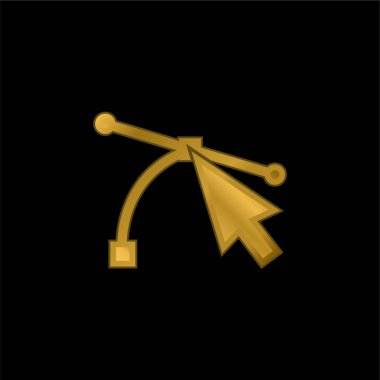Arrow Pointing At Connector Lines gold plated metalic icon or logo vector clipart