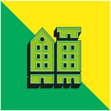 Amsterdam Yeşil ve Sarı Modern 3D vektör simgesi logosu