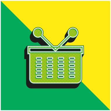 Sepet Yeşil ve Sarı modern 3D vektör simgesi logosu