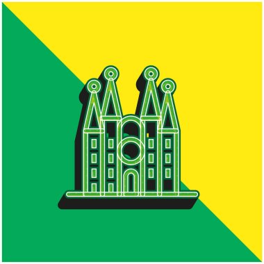 Barselona Yeşil ve Sarı 3D modern vektör simgesi logosu