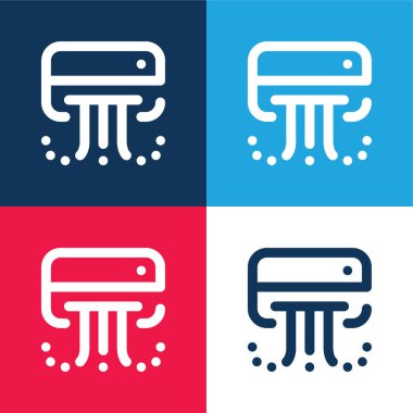 Klima mavi ve kırmızı dört renk minimal simgesi seti