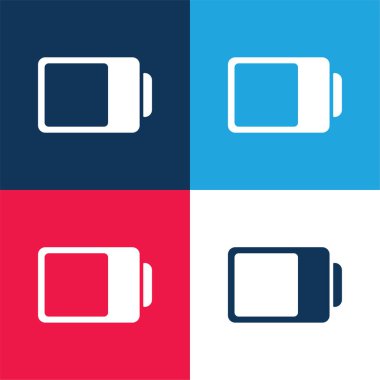 Battery Status Interface Symbol Almost Full blue and red four color minimal icon set clipart