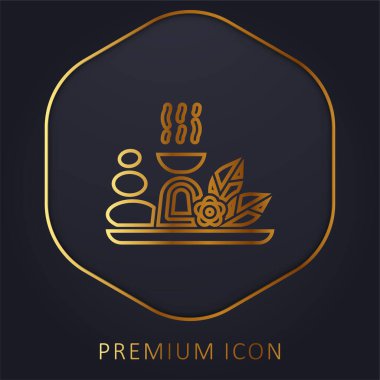 Aromaterapi altın çizgi prim logosu veya simgesi
