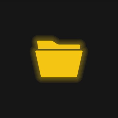 Black Folder Shape yellow glowing neon icon clipart