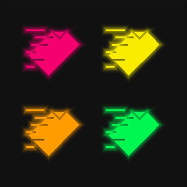 Parlayan dört renk neon vektör simgesini arşivle