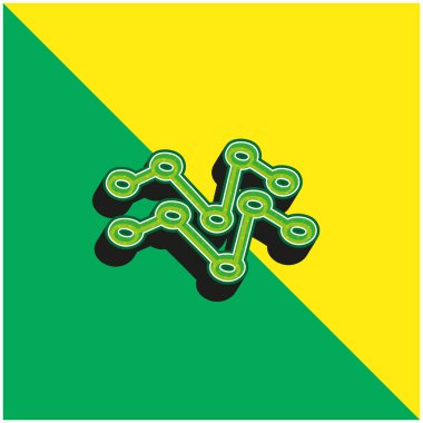 Analitik El Çizgileri Yeşil ve Sarı 3D vektör simgesi logosu