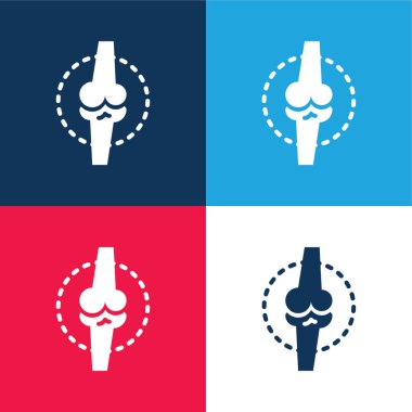 Bone blue and red four color minimal icon set clipart