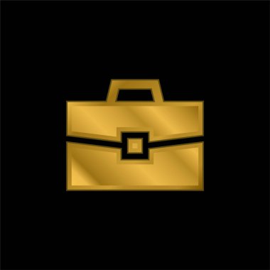 Evrak çantası altın kaplama metalik simge veya logo vektörü