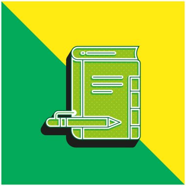 Adres Defteri Yeşil ve Sarı 3D vektör simgesi logosu