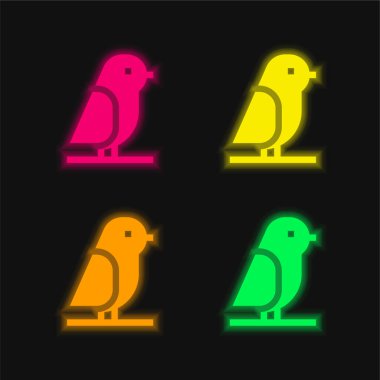 Kuş dört renk parlayan neon vektör simgesi