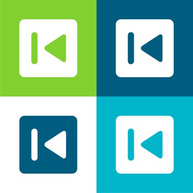 Geri Düğme Düz 4 renk en küçük simge seti