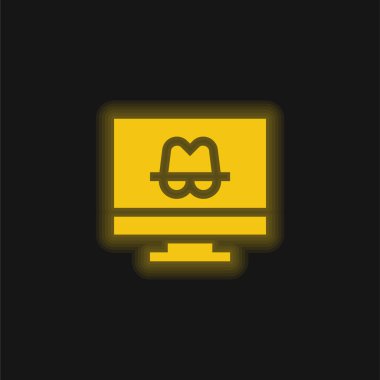 Anonimlik sarı parlak neon simgesi