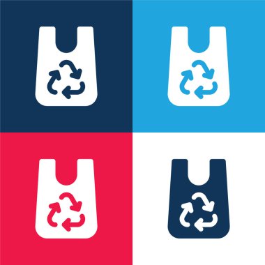 Bag blue and red four color minimal icon set clipart