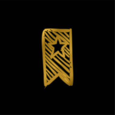 Bir Yıldız Altın Kaplamalı Metal Simge veya logo Vektörlü Yer İmi Çizimi