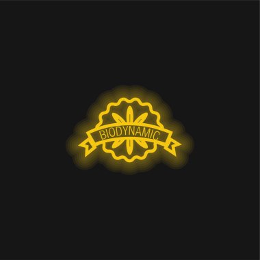Biodynamic Badge yellow glowing neon icon clipart